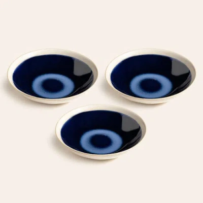 Zsa Zsa Zsu Leiria Pot Plate Stoneware 8 In Set Of 3 In Blue