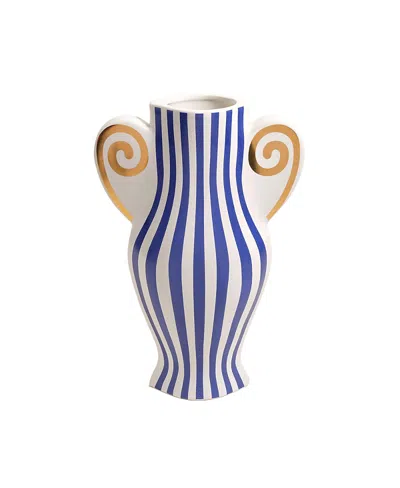 Zsa Zsa Zsu Longhu Ceramic Vase, 9.45 X 3.94 X 14.17 In Blue