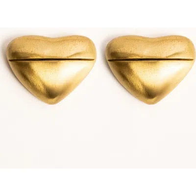 Zsa Zsa Zsu Lotus Brass Card Holder Set Of 2 In Gold