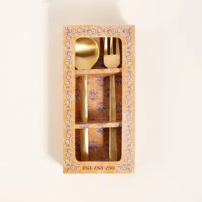 Zsa Zsa Zsu Lotus Set Of 2 Brass Decorative Object Set 6 In In Gold