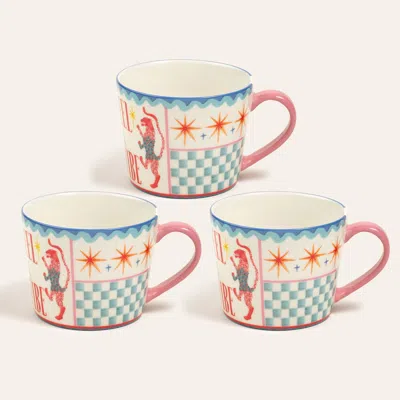 Zsa Zsa Zsu Luohu Porcelain Feel Vibe Mug 12 Oz. Set Of 3 In Multi