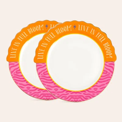 Zsa Zsa Zsu Luohu Porcelain Service Plate 11 In Set Of 2 In Multi