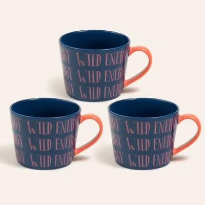 Zsa Zsa Zsu Luohu Porcelain Wild Energy Mug 12 Oz. Set Of 3 In Blue
