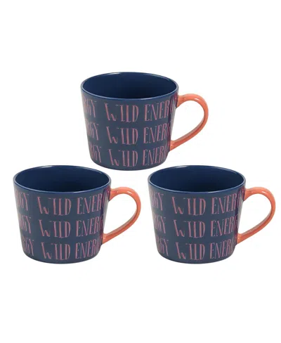 Zsa Zsa Zsu Luohu Porcelain Wild Energy Mug Set Of 3, 12 Oz. In Blue