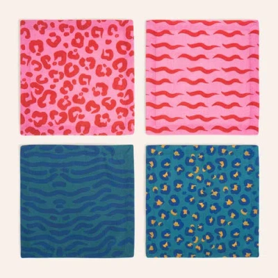 Zsa Zsa Zsu Nilufer's 4-pcs Digital Printed 100% Cotton Table Line In Multi