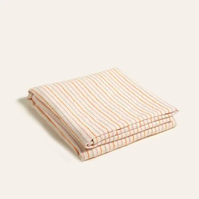 Zsa Zsa Zsu Nilufer Cotton Linen Striped King Coverlet In Orange