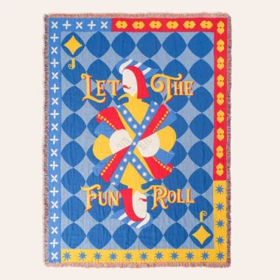Zsa Zsa Zsu Novelas Fringed Jacquard 100% Cotton Throw Fun 54x71 In In Multi