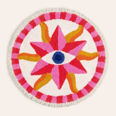 Zsa Zsa Zsu Punjab 100% Cotton Bath Mat 28 In Eye In Red