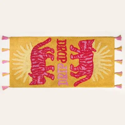 Zsa Zsa Zsu Punjab Drip Drop Tasseled 100% Cotton Bath Mat Spa-inspired In Multi