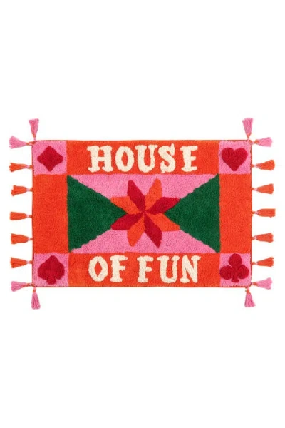 Zsa Zsa Zsu Punjab Tasseled 100% Cotton Bath Mat 24x35 In Fun In Pink
