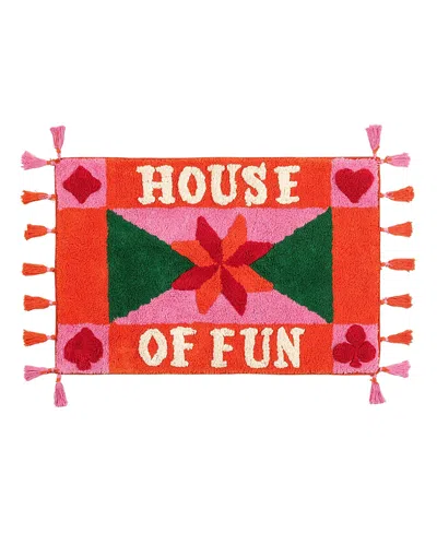 Zsa Zsa Zsu Punjab Tasseled 100% Cotton Bath Mat 24x35 In Fun In Pink