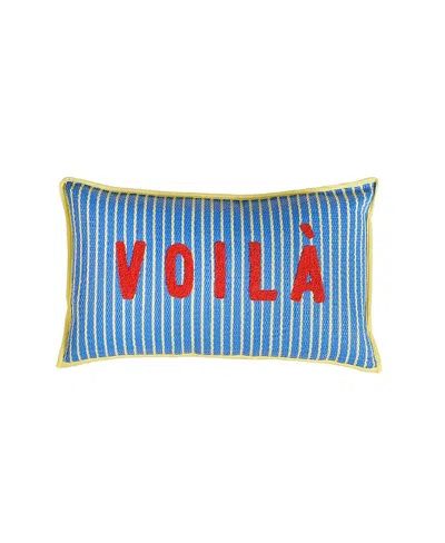 Zsa Zsa Zsu Rajpath Embroidery Cushion, 20l X 12w In Blue