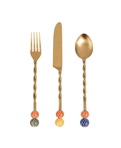 Zsa Zsa Zsu Rampur Set Of 3 Steel Cutlery Cheerland, 7 X 9 In Gold