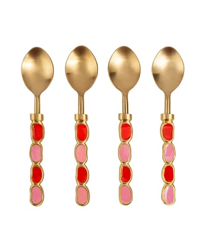 Zsa Zsa Zsu Rampur Set Of 4 Steel Dessert Spoon Set, 5.91 X 0.79 X 0.12 In Gold