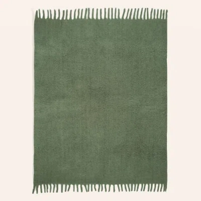 Zsa Zsa Zsu Ropar Fringed Acrylic Wool Throw 55x71 In In Green