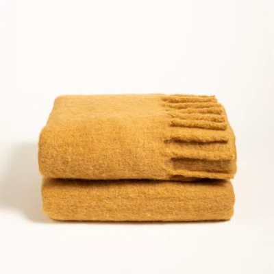 Zsa Zsa Zsu Ropar Fringed Acrylic Wool Throw 55x71 In In Yellow