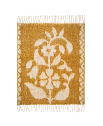 Zsa Zsa Zsu Ropar Fringed Jacquard Acrylic Wool Throw, 54 X 71 In Brown