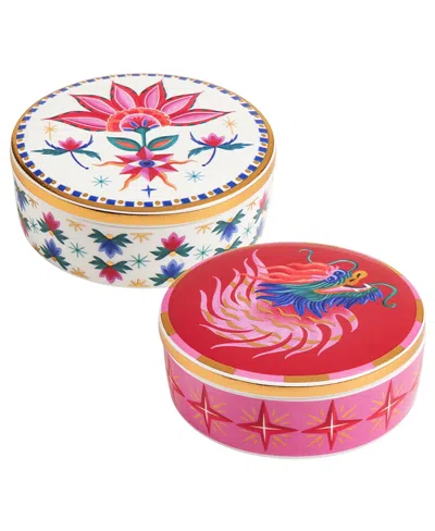 Zsa Zsa Zsu Shekou Porcelain Decorative Object, 2 Pcs Box Set In Red