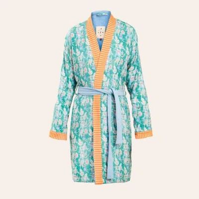 Zsa Zsa Zsu Tabea Bathrobes 100% Cotton Luxe Comfort Bathrobe In Green