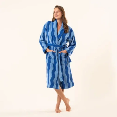 Zsa Zsa Zsu Tabea Cotton Bathrobe In Blue