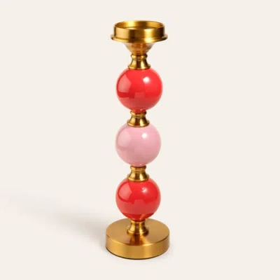 Zsa Zsa Zsu Tanbu Porcelain Candlestick 4.5" Ambient Decor In Multi
