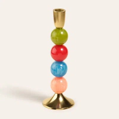 Zsa Zsa Zsu Tanda Aluminum Candlestick 3" X 3" X 10" Ambient Decor In Multi