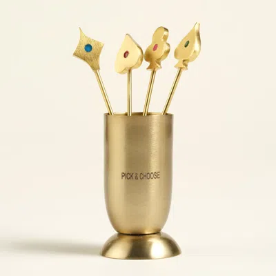 Zsa Zsa Zsu Tanda Steel Cocktail Sticks Entertaining Essential In Gold