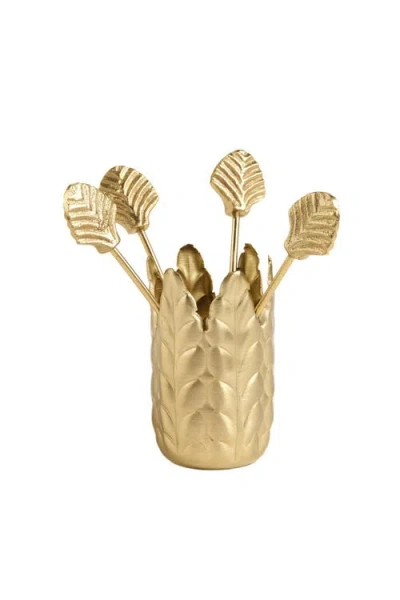 Zsa Zsa Zsu Tanda Steel Cocktaill Sticks Set Entertaining Essential In Metallic Gold