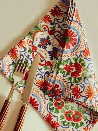 Zsuzsanna Nyul Floral Linen Napkins (set Of 4) In Multi