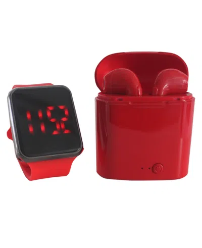 Ztech Unisex Led Touch Watch And Wireless Headphones With Portable Charging Case Set