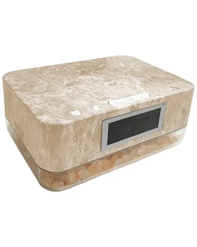 Ztech Wood Alarm Clock Wireless Charger With Himalayan Salt Base In Brown