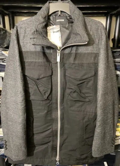 Pre-owned Zucca Men's 7 Grosgrain Combination Jacket Grey/black-medium In Multicolor