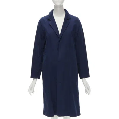 Zucca Navy Blue Cotton Linen Green Zipper Over Coat S
