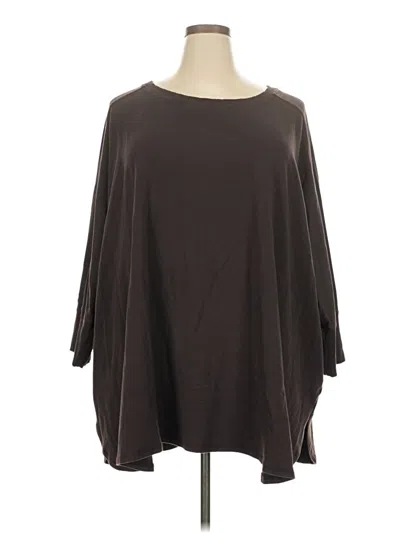 Pre-owned Zuda 3/4 Sleeve Top Brown Boatneck Tops