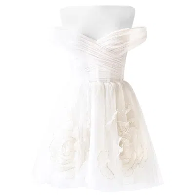 Pre-owned Zuhair Murad 2023 Ivory White Tulle Silk Corset Floral Beaded Wedding Mini Dress