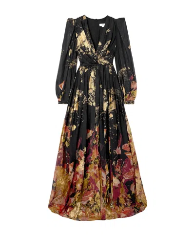 Zuhair Murad Antique Shard Metallic Printed Silk-chiffon Gown In Multi