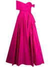 Zuhair Murad Draped One-shoulder Taffeta Gown In Purple