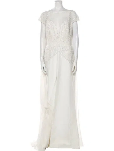 Pre-owned Zuhair Murad Bateau Neckline Long Dress In Neutral