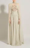 Zuhair Murad Beaded Chiffon Gown In White