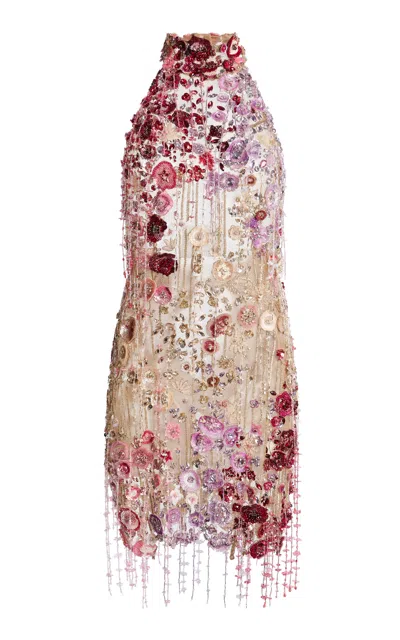 Zuhair Murad Beaded Halter Top Mini Dress In Multi