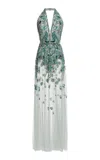 Zuhair Murad Beaded Maxi Dress In Green