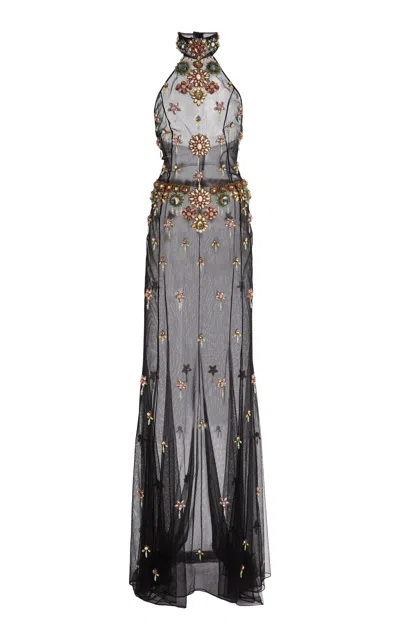 Zuhair Murad Beaded Maxi Halter Dress In Multi