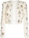 Zuhair Murad Brooch-details Cropped Jacket In White