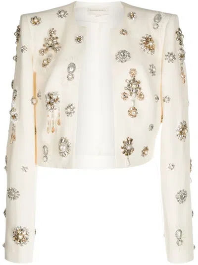 Zuhair Murad Brooch-details Cropped Jacket In White