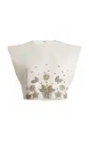 Zuhair Murad Cady Beaded Cropped Top In White