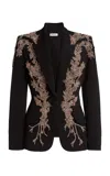 Zuhair Murad Cady Beaded Shawl Collar Tailored Jacket In Black