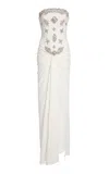 Zuhair Murad Cady Beaded Strapless Maxi Dress In White