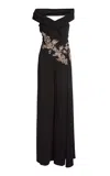 Zuhair Murad Cady Beaded Wide-leg Jumpsuit In Black