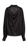 Zuhair Murad Charm-detailed Satin Top In Black