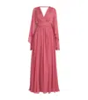 Zuhair Murad Chiffon Cape-sleeve Maxi Dress In Pink